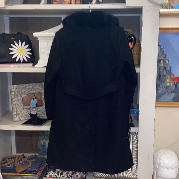 Kate spade black wool blend jacket L Large fur collar coat jacket - Picture 4 of 4